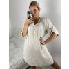 Tunika prodloužená košilová dlouhý rukáv mušelín dámské nadrozměr (XL/2XL ONE SIZE) ITALSKÁ MÓDA IMC24008/DR (Velikost XL/2XL, Barva bílá)