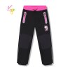 Dívčí slabé softshellové kalhoty Kugo HK5651 - černá/růžová a šedá kolena