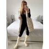 Vesta dlouhá s kapucí dámská (M-2XL) POLSKÁ MÓDA HKW22M69/DR (Velikost M, Barva béžová smetanová)