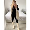 Vesta dlouhá s kapucí dámská (M-2XL) POLSKÁ MÓDA HKW22M69/DR (Velikost M, Barva béžová smetanová)