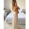 Šaty dlouhé společenské na ramínka dámské (S/M ONE SIZE) ITALSKÁ MÓDA IMPSH245192/DU (Velikost S/M/L, Barva béžová)