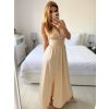 Šaty dlouhé společenské na ramínka dámské (S/M ONE SIZE) ITALSKÁ MÓDA IMPSH245192/DU (Velikost S/M/L, Barva béžová)