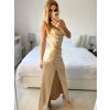 Šaty dlouhé společenské na ramínka dámské (S/M ONE SIZE) ITALSKÁ MÓDA IMPSH246455/DU (Velikost S/M/L, Barva béžová)