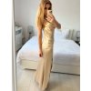 Šaty dlouhé společenské na ramínka dámské (S/M ONE SIZE) ITALSKÁ MÓDA IMPSH246455/DU (Velikost S/M/L, Barva béžová)
