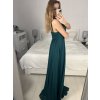 Šaty dlouhé společenské na ramínka dámské (S/M ONE SIZE) ITALSKÁ MÓDA IMPSH2450052/DU (Velikost S/M/L, Barva zelená smaragdová)