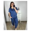 Souprava tunika a kalhoty dámská nadrozměr (XL/2XL ONE SIZE) ITALSKÁ MÓDA IMWQ24078/DUR (Velikost XL/2XL, Barva tmavě modrá)