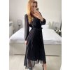 Šaty elegantní dlouhé šifonové dlouhý rukáv dámské (S/M ONE SIZE) ITALSKÁ MÓDA IM424LEONA/DUR (Velikost S/M/L, Barva Černá)