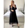 Šaty elegantní dlouhé šifonové dlouhý rukáv dámské (S/M ONE SIZE) ITALSKÁ MÓDA IM424LEONA/DUR (Velikost S/M/L, Barva Černá)