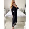 Šaty elegantní dlouhé šifonové dlouhý rukáv dámské (S/M ONE SIZE) ITALSKÁ MÓDA IM424LEONA/DUR (Velikost S/M/L, Barva Černá)