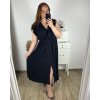 Šaty letní krátký rukáv dámské nadrozměr (2XL/3XL ONE SIZE) ITALSKÁ MÓDA IMWQ24069/DU (Velikost 2XL/3XL, Barva Černá)