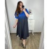 Šaty letní krátký rukáv dámské nadrozměr (3XL/4XL ONE SIZE) ITALSKÁ MÓDA IMWQ24076-3/DUR (Velikost 3XL/4XL, Barva modrá královská)
