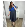 Šaty letní krátký rukáv dámské nadrozměr (3XL/4XL ONE SIZE) ITALSKÁ MÓDA IMWQ24076-3/DUR (Velikost 3XL/4XL, Barva modrá královská)