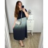 Šaty dlouhé krátký rukáv dámské nadrozměr (2XL/3XL ONE SIZE) ITALSKá MóDA IM424OMBRE/DR (Velikost 2XL/3XL, Barva Černá)
