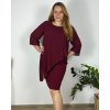 Šaty elegantní krátký rukáv dámské nadrozměr (XL/2XL/3XL ONE SIZE) ITALSKÁ MÓDA IMD24035/DR (Velikost 2XL/3XL, Barva béžová)