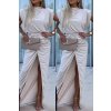 Šaty dlouhé elegantní bez rukávu dámské (S/M ONE SIZE) ITALSKÁ MÓDA IMWGS241026/DUR (Velikost S/M/L, Barva béžová)