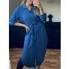 Šaty košilové 3/4 dlouhý rukáv dámské (L/XL ONE SIZE) ITALSKÁ MÓDA IMD23665/DR (Velikost L/XL, Barva Černá)