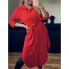 Šaty košilové 3/4 dlouhý rukáv dámské (L/XL ONE SIZE) ITALSKÁ MÓDA IMD23665/DR (Velikost L/XL, Barva Černá)
