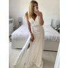 Šaty na ramínka elegantní dámské (S/M ONE SIZE) ITALSKÁ MÓDA IMWAA24002/DUR (Velikost S/M/L, Barva béžová smetanová)
