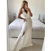 Šaty na ramínka elegantní dámské (S/M ONE SIZE) ITALSKÁ MÓDA IMWAA24002/DUR (Velikost S/M/L, Barva béžová smetanová)