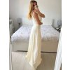 Šaty na ramínka elegantní dámské (S/M ONE SIZE) ITALSKÁ MÓDA IMWAA24002/DUR (Velikost S/M/L, Barva béžová smetanová)