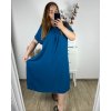 Šaty oversize maxi dlouhé krátký rukáv dámské bavlněné (3XL/4XL/5XL ONE SIZE) Italská Móda IM324VIKTORIE/DR (Velikost 4XL/5XL, Barva modrá petrolejová)