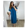 Šaty oversize maxi dlouhé krátký rukáv dámské bavlněné (3XL/4XL/5XL ONE SIZE) Italská Móda IM324VIKTORIE/DR (Velikost 4XL/5XL, Barva modrá petrolejová)