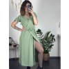 Šaty dlouhé letní krátký rukáv dámské (S/M/L/XL ONE SIZE) ITALSKÁ MODA IMD24042/DR (Velikost S/M/L, Barva zelená mintova)