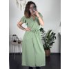 Šaty dlouhé letní krátký rukáv dámské (S/M/L/XL ONE SIZE) ITALSKÁ MODA IMD24042/DR (Velikost S/M/L, Barva zelená mintova)