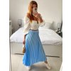 Sukně skládaná dlouhá dámská (S/M ONE SIZE) ITALSKÁ MÓDA IMM24M9176/DU (Velikost S/M/L, Barva světle modrá)
