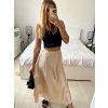 Sukně satén dlouhá dámská (S/M ONE SIZE) ITALSKá MODA IM323017/DU (Velikost S/M/L, Barva béžová smetanová)