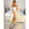 Sukně dlouhá skládaná s páskem dámská (S/M ONE SIZE) ITALSKá MóDA IM724001/DU (Velikost S/M/L, Barva béžová)