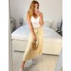 Sukně dlouhá skládaná s páskem dámská (S/M ONE SIZE) ITALSKá MóDA IM724001/DU (Velikost S/M/L, Barva béžová)