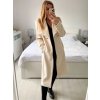 Kabát flaušový s podšívkou dámský (S/M/L ONE SIZE) ITALSKÁ MÓDA IM424100/DU (Velikost M/L, Barva béžová)