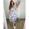 Šaty šifonové krátký rukáv dámské nadrozměr květované (XL/2XL ONE SIZE) ITALSKÁ MÓDA IMWGM232296 (Velikost XL/2XL, Barva fialová)