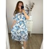 Šaty šifonové krátký rukáv dámské nadrozměr květované (XL/2XL ONE SIZE) ITALSKÁ MÓDA IMWGM232296-5/DUR (Velikost XL/2XL, Barva modrá)