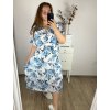 Šaty šifonové krátký rukáv dámské nadrozměr květované (XL/2XL ONE SIZE) ITALSKÁ MÓDA IMWGM232296-5/DUR (Velikost XL/2XL, Barva modrá)