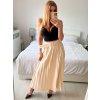 Sukně skládaná s páskem dlouhá dámská (S/M ONE SIZE) ITALSKÁ MÓDA IMM23M23192/DU (Velikost S/M/L, Barva béžová)