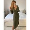 Šaty žebrované dlouhý rukáv dámská (S/M ONE SIZE) ITALSKÁ MÓDA IMM23M19206/DU (Velikost S/M/L, Barva Černá)