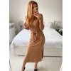 Šaty žebrované dlouhý rukáv dámská (S/M ONE SIZE) ITALSKÁ MÓDA IMM23M19206/DU (Velikost S/M/L, Barva Černá)