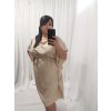 Šaty elegantní motýlkové dlouhý rukáv dámské (S/M ONE SIZE) ITALSKÁ MÓDA IMWAE24084/DU (Velikost S/M/L, Barva béžová)