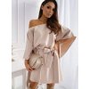 Šaty elegantní motýlkové dlouhý rukáv dámské (S/M ONE SIZE) ITALSKÁ MÓDA IMWAE24084/DU (Velikost S/M/L, Barva béžová)