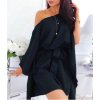 Šaty elegantní motýlkové dlouhý rukáv dámské (S/M ONE SIZE) ITALSKÁ MÓDA IMWAE24084/DU (Velikost S/M/L, Barva béžová)
