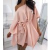 Šaty elegantní motýlkové dlouhý rukáv dámské (S/M ONE SIZE) ITALSKÁ MÓDA IMWAE24084/DU (Velikost S/M/L, Barva béžová)