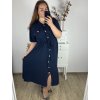 Šaty letní košilové krátký rukáv dámské nadrozměr (2XL/3XL/4XL ONE SIZE) ITALSKÁ MÓDA IMWQ24103/DUR (Velikost 3XL/4XL, Barva světle modrá)