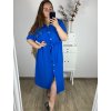 Šaty letní košilové krátký rukáv dámské nadrozměr (2XL/3XL/4XL ONE SIZE) ITALSKÁ MÓDA IMWQ24103/DUR (Velikost 3XL/4XL, Barva světle modrá)