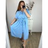 Šaty letní košilové krátký rukáv dámské nadrozměr (2XL/3XL/4XL ONE SIZE) ITALSKÁ MÓDA IMWQ24103/DUR (Velikost 3XL/4XL, Barva světle modrá)