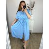Šaty letní košilové krátký rukáv dámské nadrozměr (2XL/3XL/4XL ONE SIZE) ITALSKÁ MÓDA IMWQ24103/DUR (Velikost 3XL/4XL, Barva světle modrá)