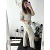 Souprava mušelínová košile a kalhoty dámská (S/M/L ONE SIZE) ITALSKÁ MÓDA IMWBH24013/DUR (Velikost M/L, Barva béžová)