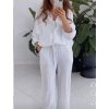 Souprava mušelínová košile a kalhoty dámská (S/M/L ONE SIZE) ITALSKÁ MÓDA IMWBH24013/DUR (Velikost M/L, Barva béžová)