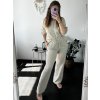Souprava mušelínová košile a kalhoty dámská (S/M/L ONE SIZE) ITALSKÁ MÓDA IMWBH24013/DUR (Velikost M/L, Barva béžová)